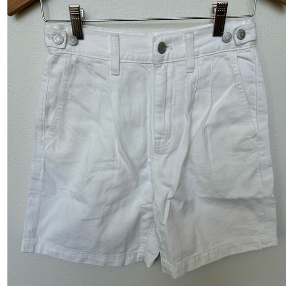 Madewell Harlow White Denim Mom High Rise Pleated Shorts Cotton Women Sz 23 NWT - Picture 1 of 10